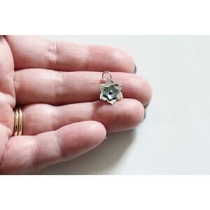 Sterling Silver Black and Silver Flower Charm, Silver Flower Charm